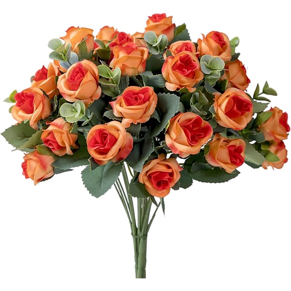 Konstgjorda Blommor, Falska Mini Rosor i Siden, Falska Rosor i Siden Blomsterarrangemang Dekor, UV-beständiga