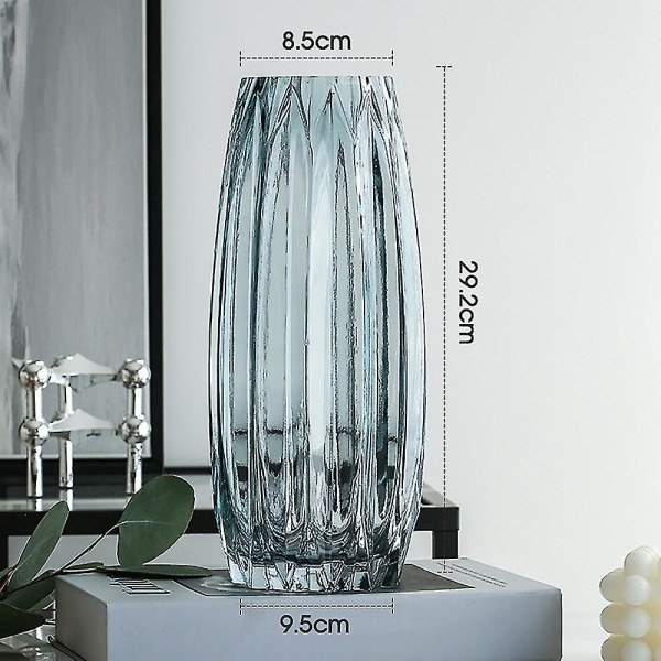 Nordic Glassthicken Vas Transparent Svart Vas Vardagsrum(blå)-l