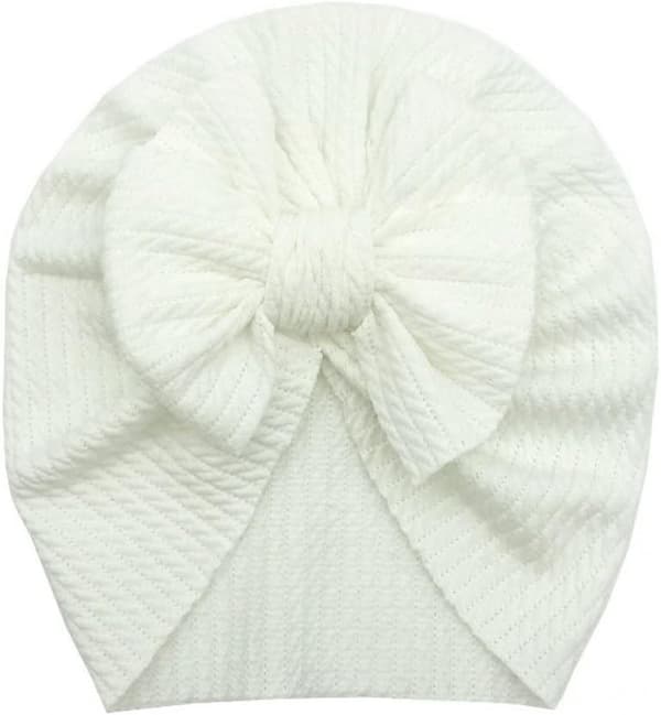 Nyfødt babylue, 2 stk, myke, elastiske turbanluer, Weiß+hellrosa Einheitsgröße