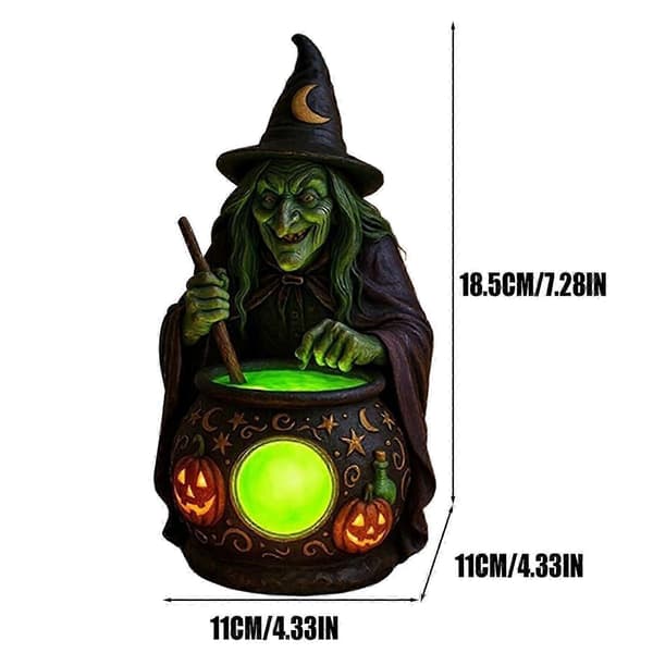 Witch Cauldron Lamp Halloween Decorations Indoors With Eerie Green Glow LED Lamp Witch Brewing Large Halloween Ornament