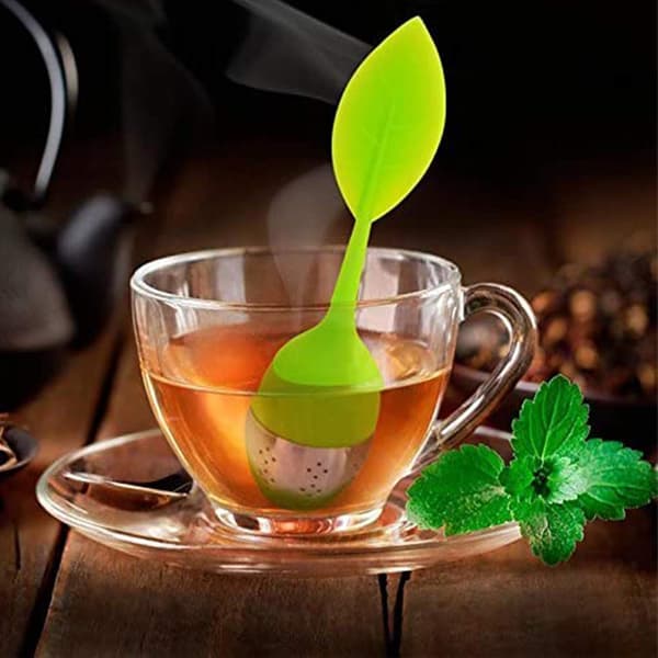Teinfuser - Sett med 7 silikonhåndtak i rustfritt stål inkludert dryppebrett - Løst te-filter - Beste teinfuser
