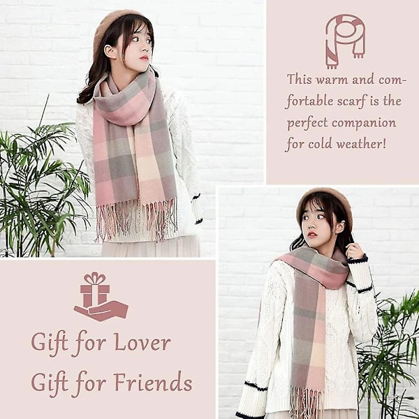 Vinter Dame Skjerf Sjal Oversize Dame Rutete Skjerf Teppe