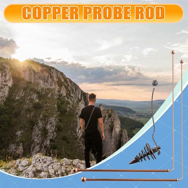 Copper Dowsing Rod - 99.9% Pure Copper 2PCS Dowsing Rods Energy Water Dowsing Detector with Pendulum