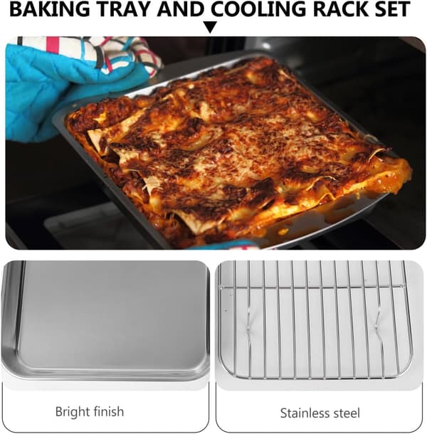 1 roasting pan with rack, 32 x 22 x 4.8 cm; includes both rack and pan, detachable design.