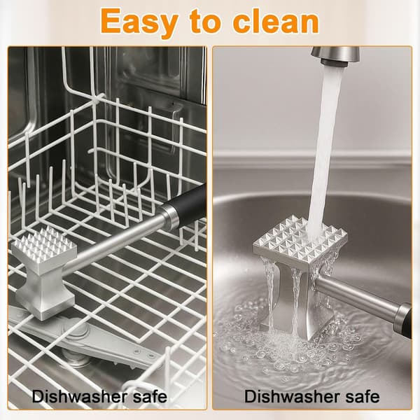 27 cm Professional Meat Tenderizer – Double-Sided Stainless Steel Hammer with Non-Slip Handle for Steak, Chicken, Pork – Durable Kitchen Hammer