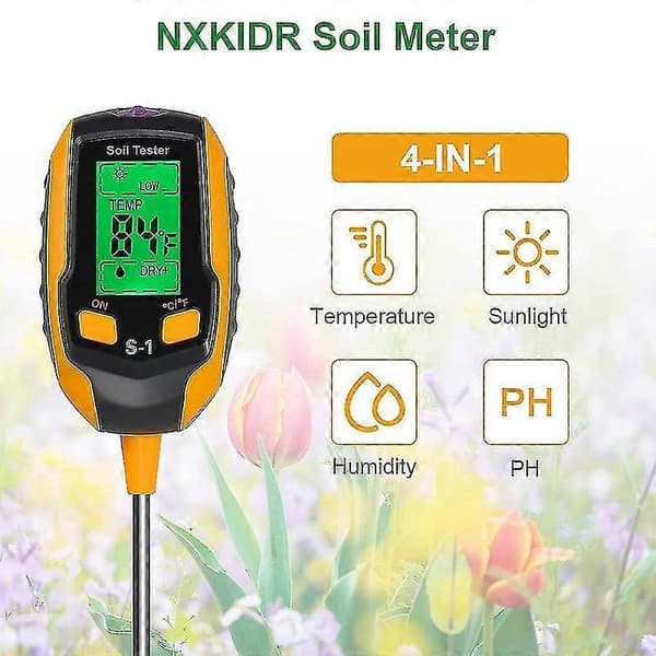 Maan pH-mittari, digitaalinen kosteusmittari kasveille pH/lämpötila/valo