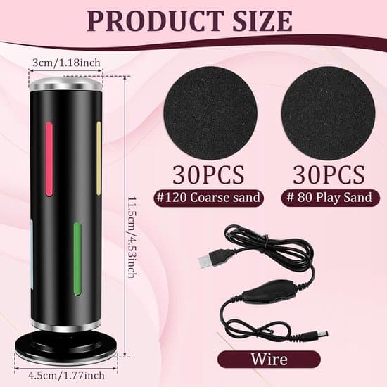 Electric Callus Remover - 60 Replaceable Sanding Pads - Adjustable Speed - Hygienic Foot File with Power Adapter - Electronic Foot Care - Black