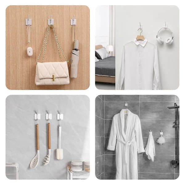 4-pack Strong Adhesive Hooks, Self-Adhesive Hooks with Max Load 50 kg for Home, Schools, and Offices