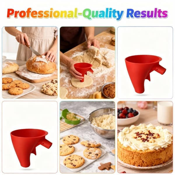Flour Funnel for Kitchen Aid Mixer, Flour Funnel - Kitchen Machine Accessory, Easy Pouring Without Mess, Anti-Splash Accessory, Dishwasher Safe (Red)(Ho)