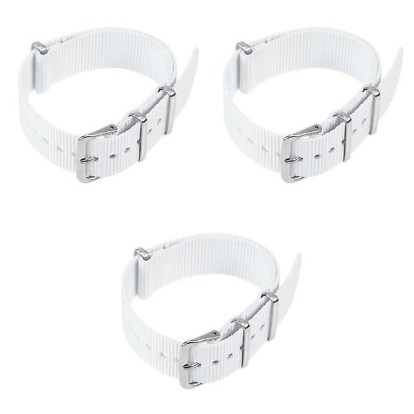 3 stk Nylon Klokkeremme Erstatning Heavy Duty Klokkeremmer Vevd Armbåndsrem 20mm (hvit) 3 stk 3pcs