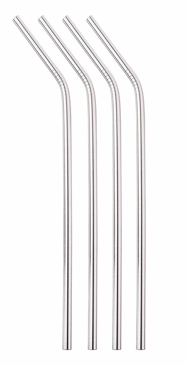 8X sugerør i rustfrit stål med rensebørste + opbevaringspose sølv Silver one size