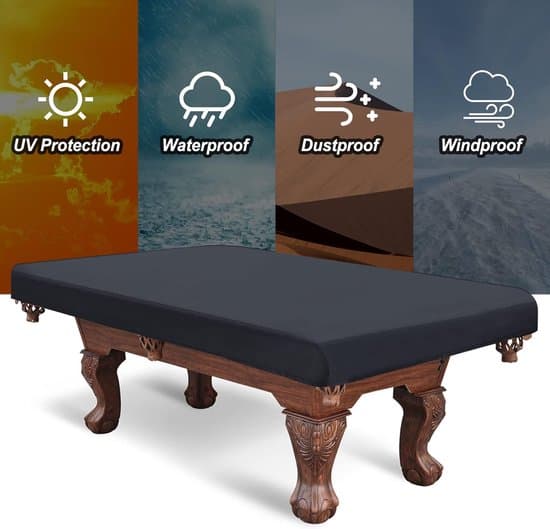 Pool Table Cover - Dust Cover for Pool Table - Waterproof and Tear-Resistant Cover - For 7-Foot Pool Tables - Black