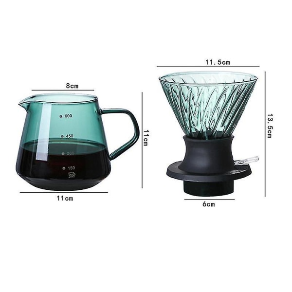 600 ml Upotettava Dripper Switch Lasinen V60 Valutuskahvinkeitin V-muotoinen Tippakahvinvalutin ja Suodatin