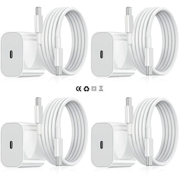 /NN/45W Hurtigoplader Kompatibel med Samsung USB-C + 1M USB C-kabel Sort 4-pak iPhone 4-Pack iPhone