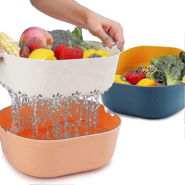 2-pack kökssil och durkslagset, pastasikt för nudlar, sallad, frukt, grönsaker, disk