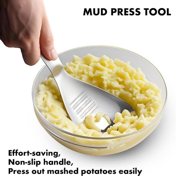 Multifunksjonell potetmoser, hullsleiv i rustfritt stål, rå eggseparator, holdbare kjøkkenredskaper, perfekt for potetmos