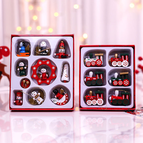 2-pack Julpynt Miniatyr Ornament Kit Julpynt Julgranshängande Ornament i Trä för Julgran Heminredning