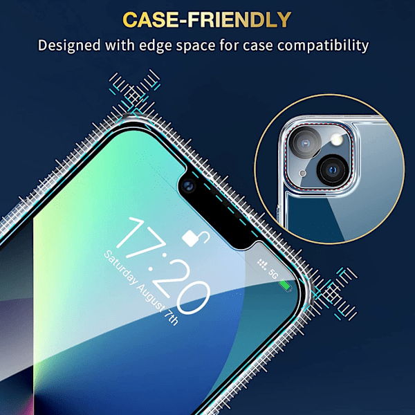 [3+3] 3 kpl näytönsuoja ja kameran linssinsuoja iPhone 13:lle