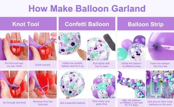 Sjöjungfru ballongbåge kit, sjöjungfru svans båge festtillbehör wi