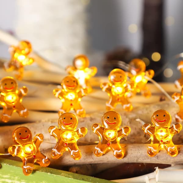 Christmas Decoration Gingerbread Man, 3 Meter 30 LED String Lights, with Remote Control, Suitable for Christmas Decorations.