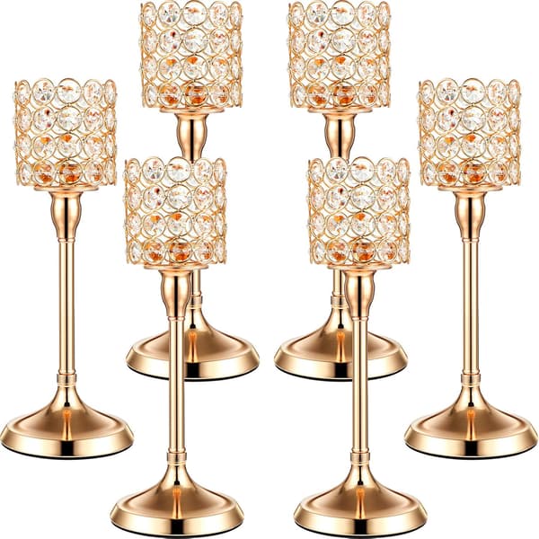 6 stk. krystalllysestaker bryllupsmidtpunkter for dekorasjon (gull, 12 tommer) gull tommer Gold 12 Inch