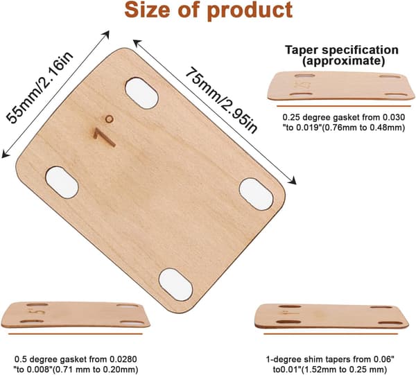 3 gitarrhalsbrickor, gitarrhalsbricka i massivt lönnträ, skydd 0,25, 0,5 och 1 grad, verktyg för gitarrhalsplatta för reparation av gitarrbas