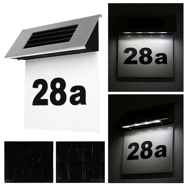 Solar Husnummerlampe i Rustfrit Stål Husnummer Display Digital LED Nummerlampe Mo