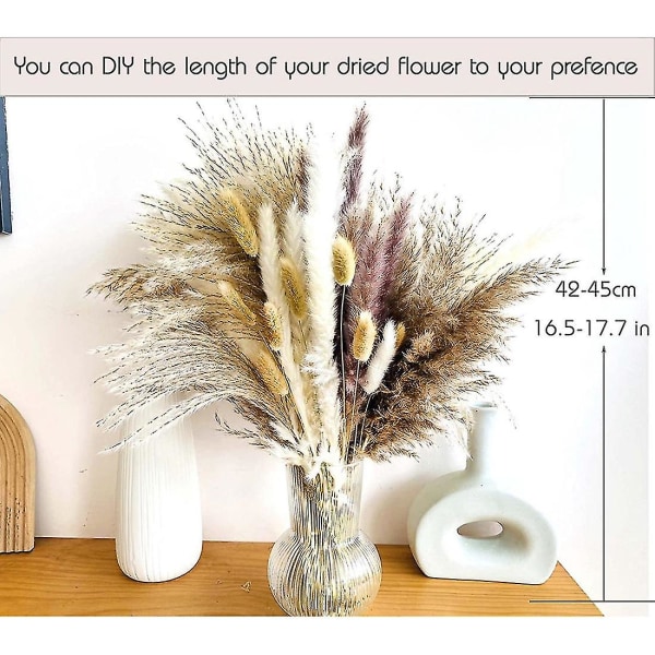 Dried Pampas Grass 90pcs Boho Home Decor Dried Flowers Arrangements White Natural Pampas Grass, R