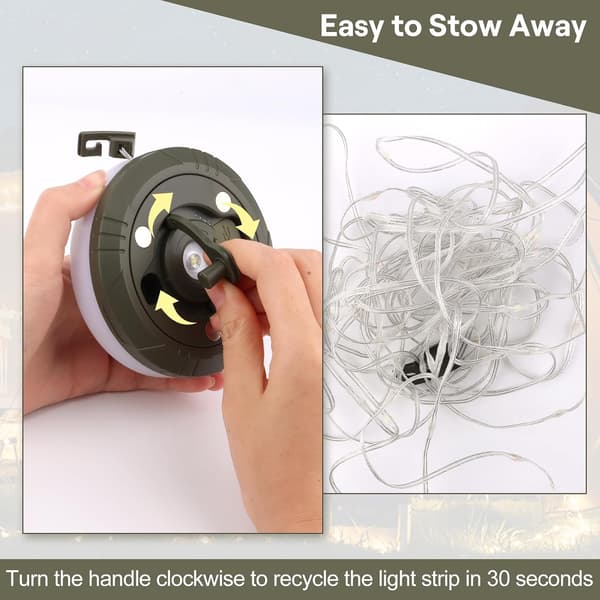 Light string, camping lamp, foldable, with 10 m LED light string, portable, waterproof, camping lamp, USB, rechargeable, for bedroom