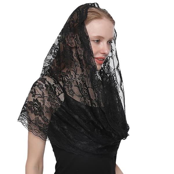 Mantilla Slør Katolsk Hodeplagg Sjal Spansk Brodert Sjal Kapell Slør-FA-