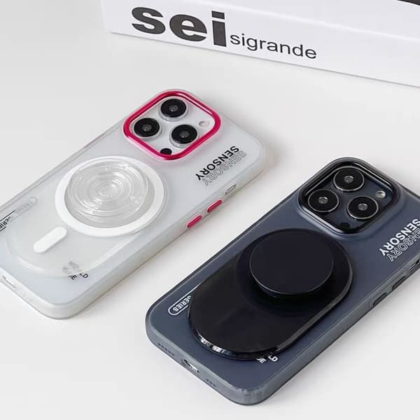 Transparent Pop Socket Phone Mount - Magnetic Accordion Stand with Suction Cup - Foldable Collapsible Holder for Desk
