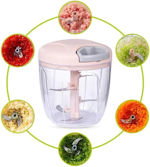 900ml Vegetable Chopper Multifunctional High Speed Fruit Twist Shredder Manual Meat Grinder Garlic Cutter Kitchen Simple, Pink