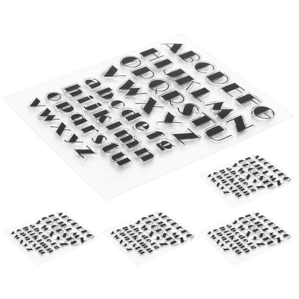5 Pcs Transparent TPR DIY Journal Scrapbooking Alphabet Rubber Stamps Set 52 Uppercase Lowercase