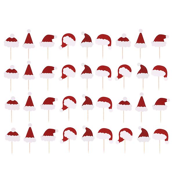 36 st Glitter Julklappsmössa Tårta Toppers Dekoration Cupcake Picks Dessert Toppers Fest Favoriter Leveranser Bord Dekoration