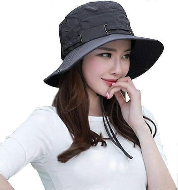 Women's Quick Dry Bucket Hat Sun Protection Hat Cap Women's Wide Brim UV Sun Hat Foldable Packable Beach Hat, Grey