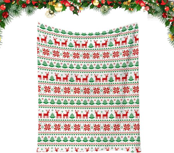 130x150cm Blødt Flanelltæppe Rød Julemand Mikrofibertæppe til Sofa Senge Jul