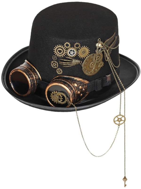 Steampunk flosshatt utstyr gotiske briller retro tung industrihatt hodeplagg