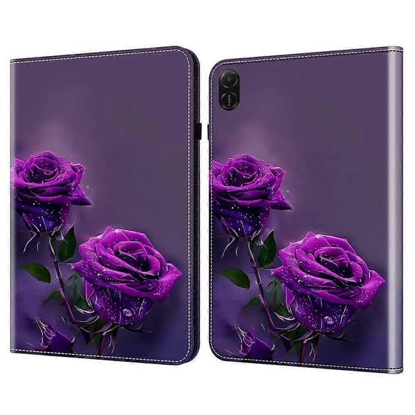 For Honor Pad X8a Case Flip Stand Leather Tablet Cover Pattern Printed - Purple Rose Multicolor Purple Rose Multicolor Purple Rose