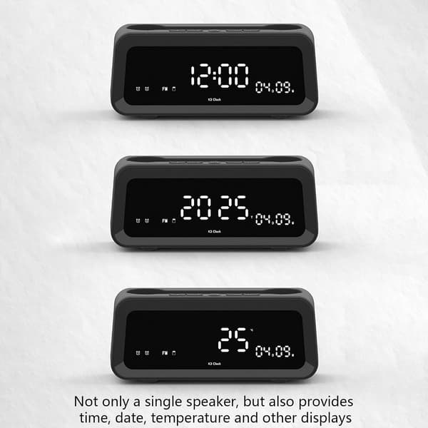 Wireless Alarm Clock with Speaker and Temperature Display – Bedside Music Player, Compact for Dorm Room, Living Room, Office