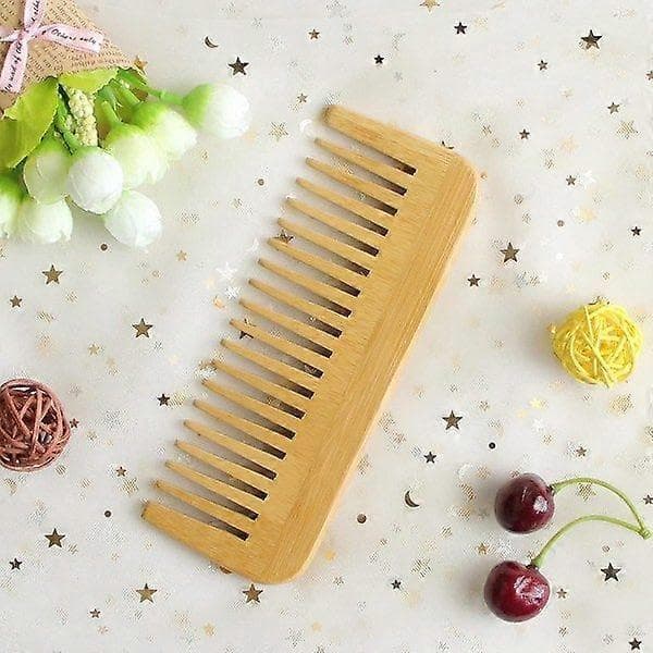 Galaxy Bamboo Wide-Tooth Comb Anti-Static Brush Solid Wood Comb Handleless Hairdressing Comb