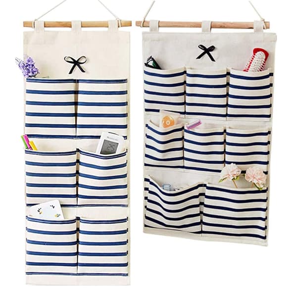 2-pack Wall Storage, Storage Hanger, Wall Storage Bag with 6 Pockets and 8 Pockets, Multifunctional, for Bathroom, Door, Wardrobe, Bedroom