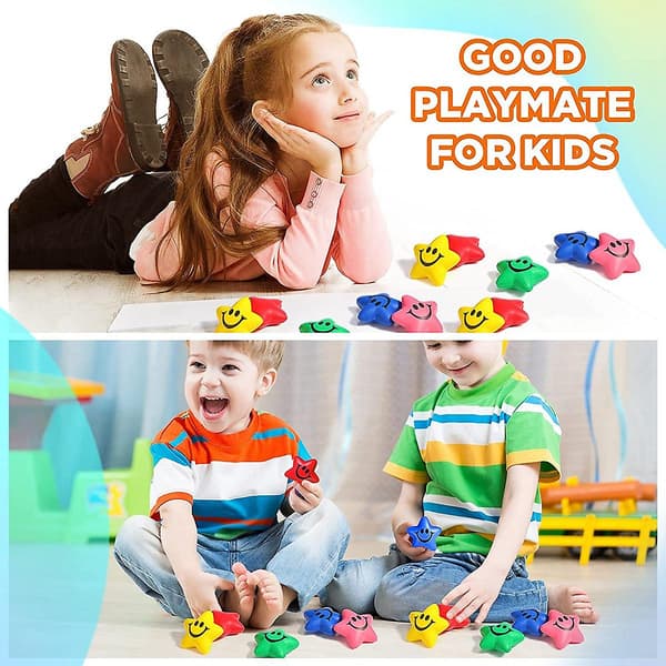 20 stk. stjerne-smileybolde Stjerne-mini-skum-smileybold Smiley-ansigt-legetøj Mini-stressaflastning Sta