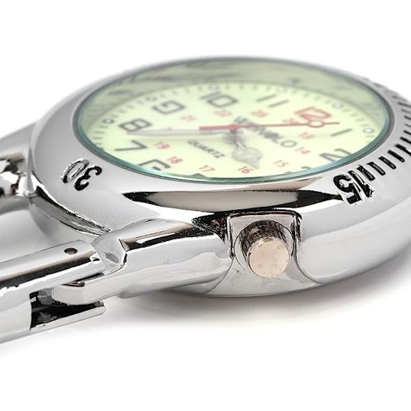 Clip-on karbinhake lysande urtavla FOB-klocka digital för läkare sjuksköterskor sjukvårdare kockar sport unisex män kvinnor（Silver） -FD4-