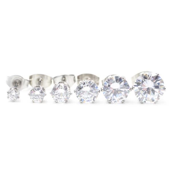 2-pak sølv krystal piercing ørering piercing smykker – 6mm