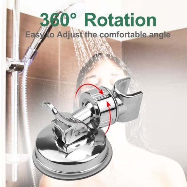 Dusjhodeholder, sugekoppdusjholder 360° rotasjon justerbar ingen boring for baderom