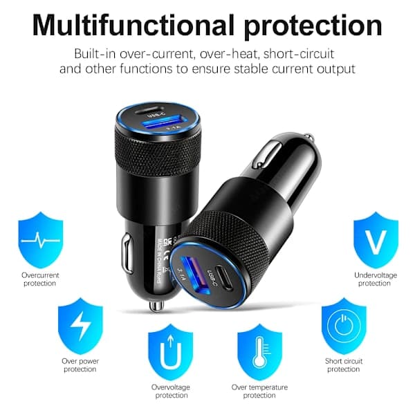 66W PD USB Billader Hurtiglading 3.0 USB C Hurtiglader Billaderadapter for iPhone 15 14 Pro Max Samsung S22 S21 Xiaomi