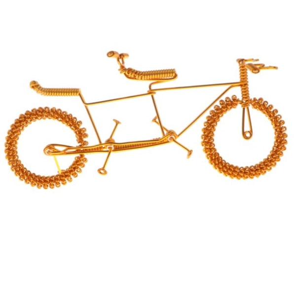 Handgjord tandemcykelmodell Metallkonst Hantverksskrivbord Kontor Handgjord cykelleksak i metall