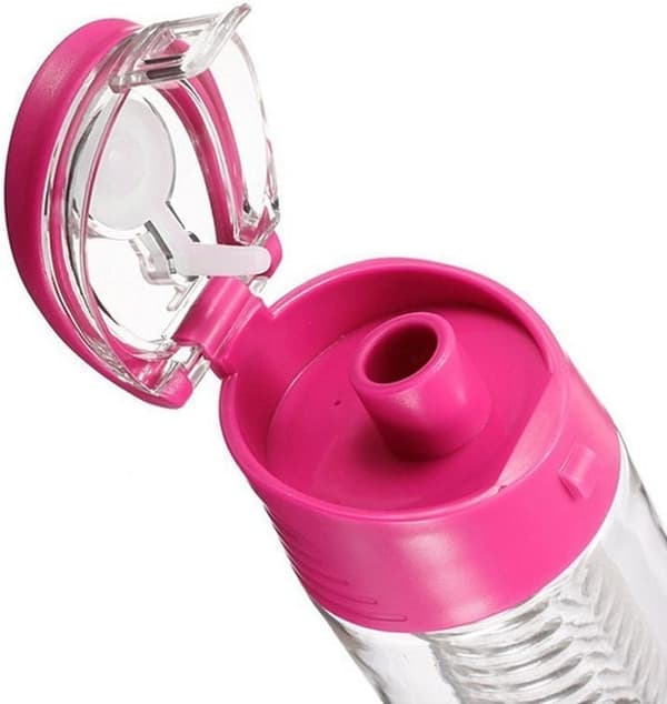 Pink Fruit Infuser Water Bottle with Fruit Infuser and Flip Top Lemon Juice Making Bottle - BPA Free (800ml)