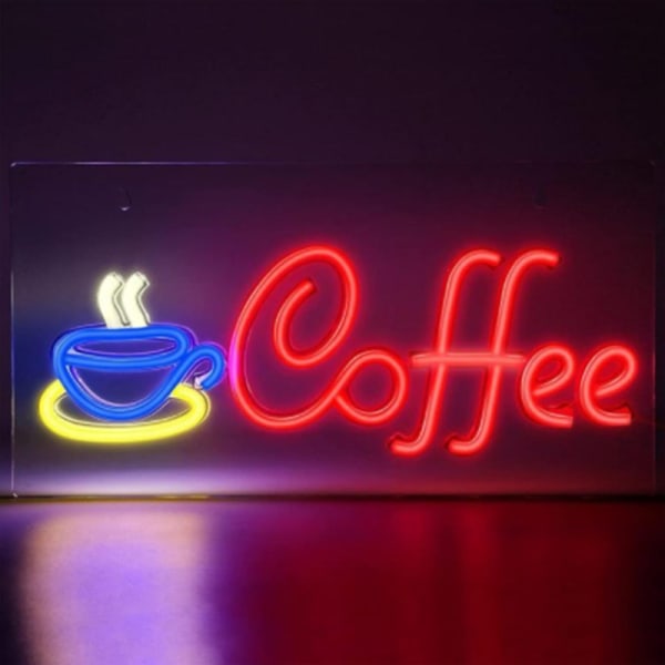 Coffee Neon Sign - LED Coffee Signs Wall Decor for Café, Restaurant, Hotel - USB Powered  16.5 x 8.7 Inch Coffee Neon Light for Co