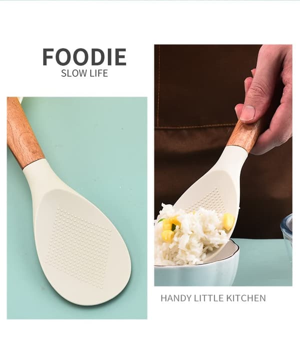 Rice spoon with stand, heat-resistant rice scoop, kitchen utensil for sushi rice, mashed potatoes (white, 2 pcs)
